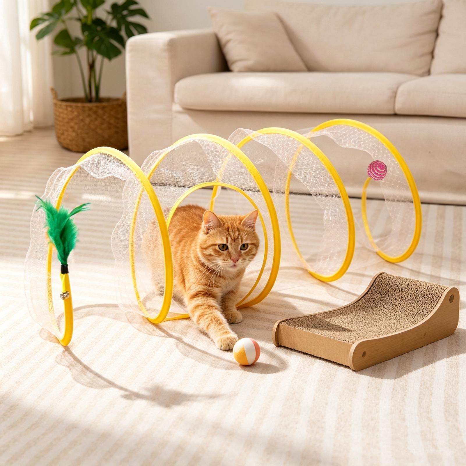 Spiral Tunnel Cat Toy Foldable - Interactive Cat Toy 评论和价格