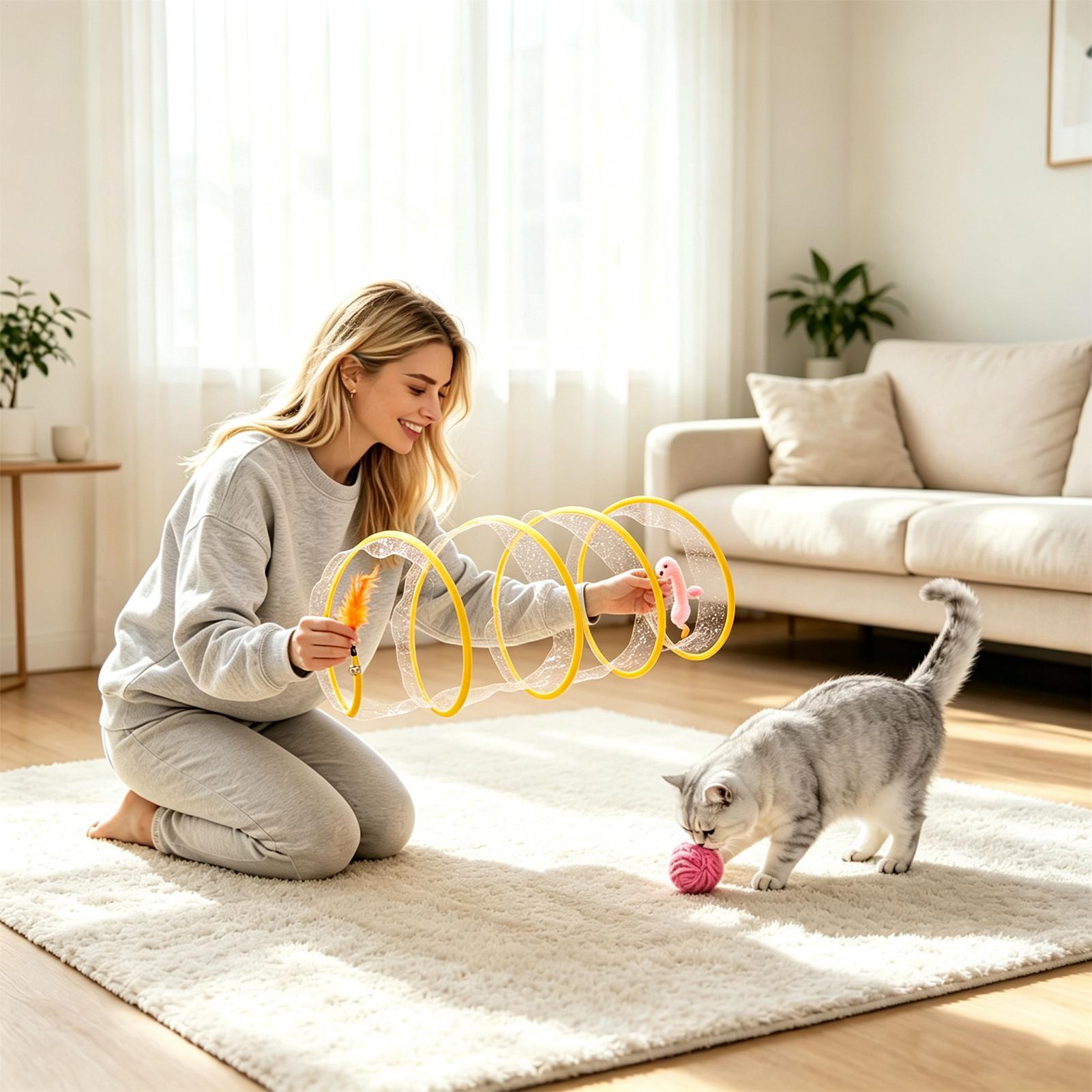 Spiral Tunnel Cat Toy Foldable - Interactive Cat Toy 评论和价格