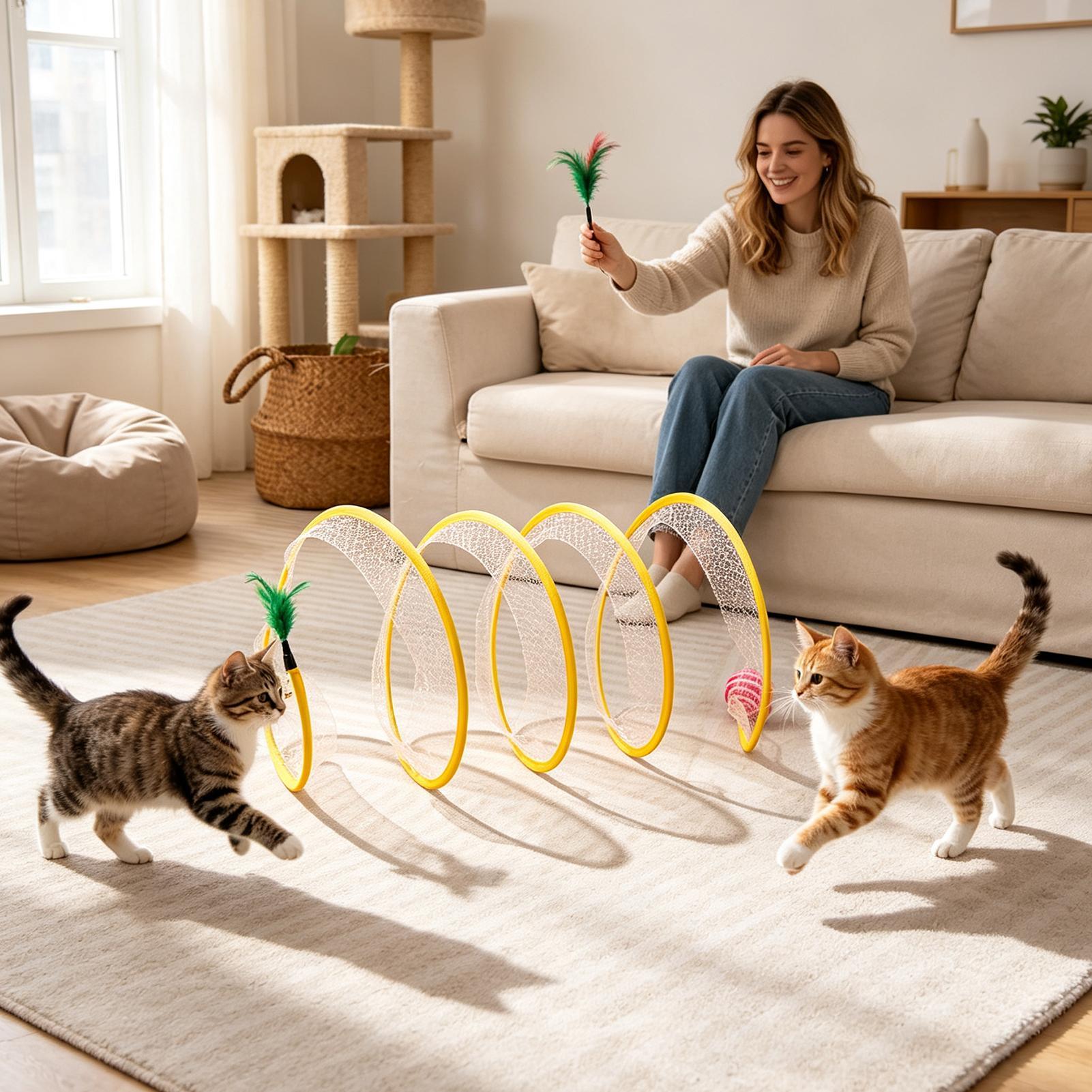 Spiral Tunnel Cat Toy Foldable - Interactive Cat Toy 评论和价格