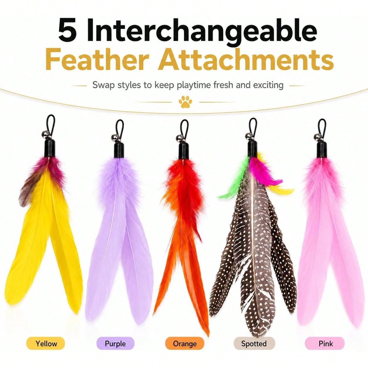 Cat Wand Toy With 5 Feather At - Interactive Cat Toy 评论和价格